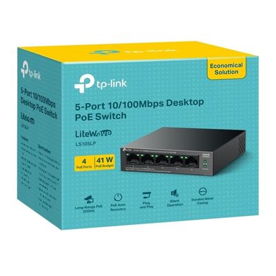 Tp-Link 5Port 10/100 Mbps 4xPoE 41W (LS105LP)