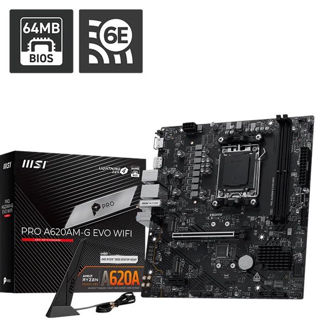 MSI PRO A620AM-G EVO WIFI AM5 Ryzen DDR5 Dp Hdmi