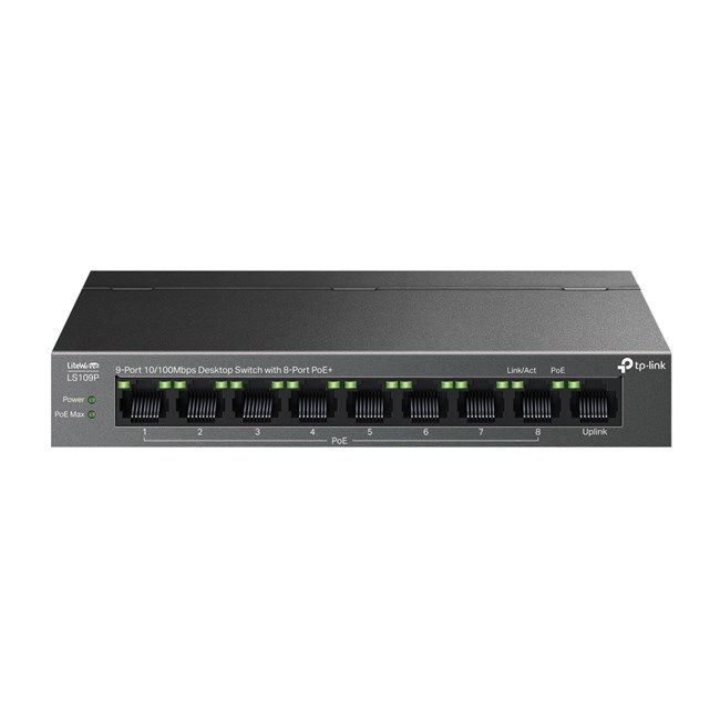 Tp-Link 9Port 10/100Mbps 8xPoE 63W (LS109P)