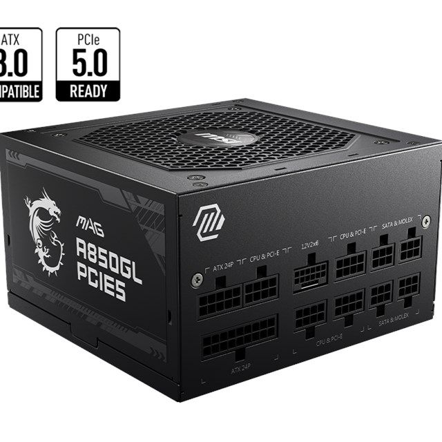 MSI 850W 80+ Gold (MAG A850GL PCIE5) Full Modular